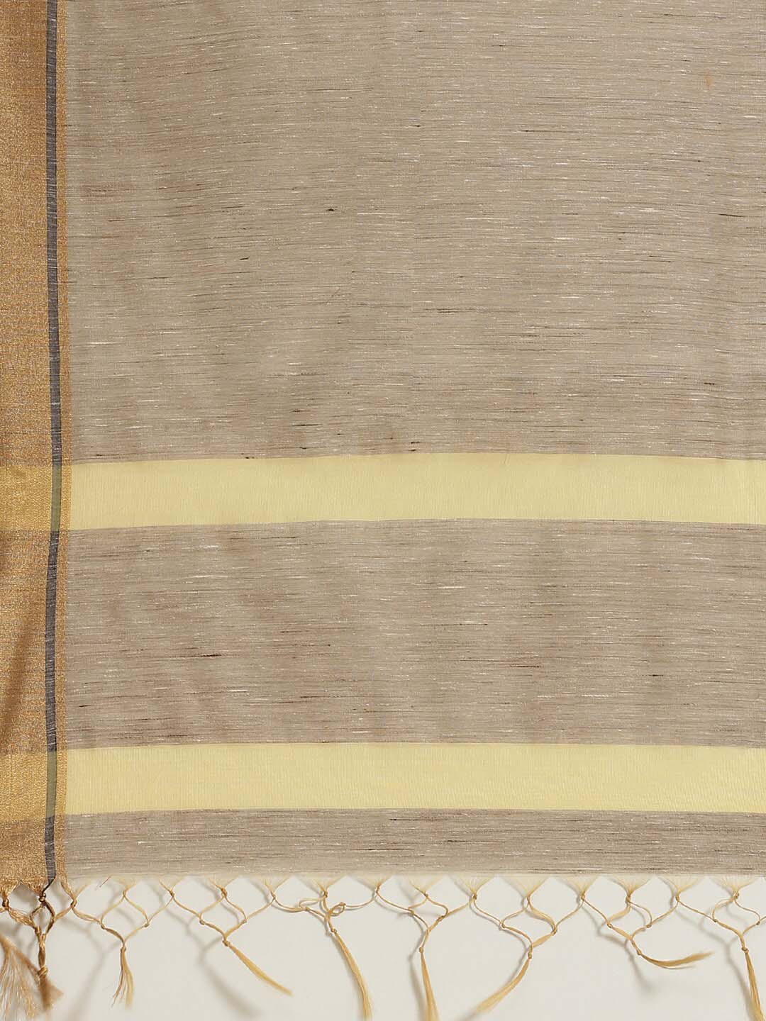 Indethnic Banarasi Yellow Solid Work Wear Saree - Saree Detail View