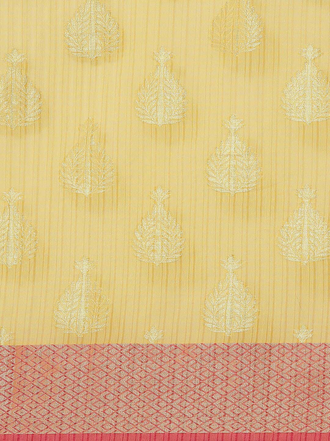 Indethnic Banarasi Yellow Woven Design Festive Wear Saree - View 3