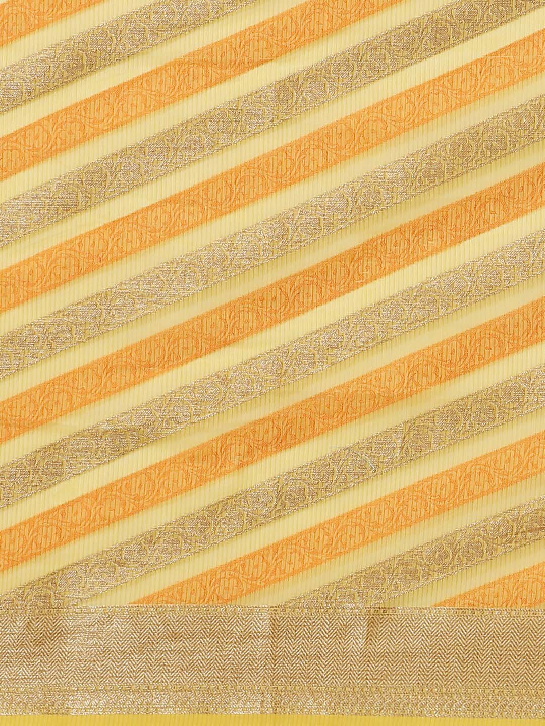 Indethnic Banarasi Yellow Woven Design Daily Wear Saree - View 3