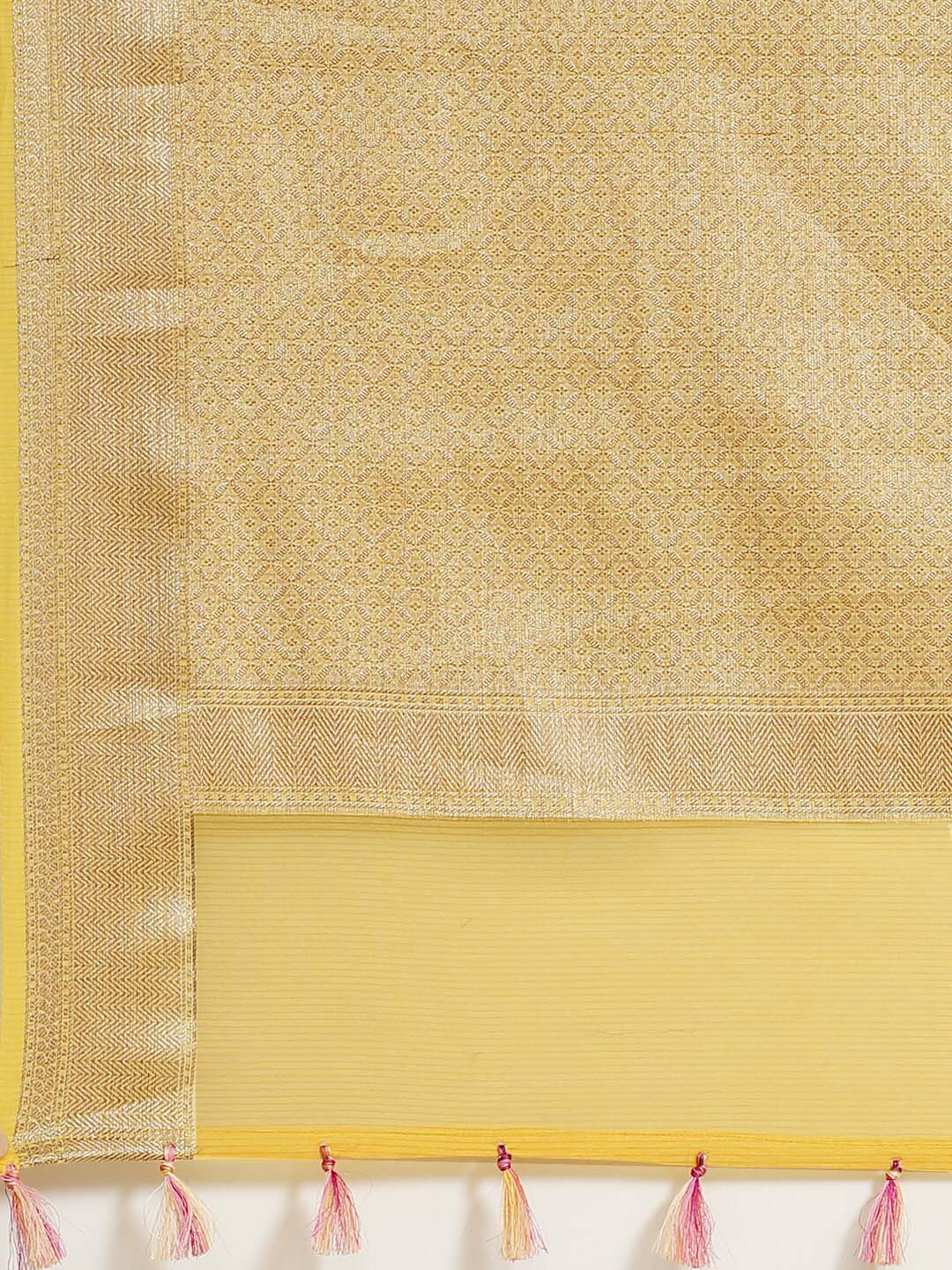 Indethnic Banarasi Yellow Woven Design Daily Wear Saree - Saree Detail View