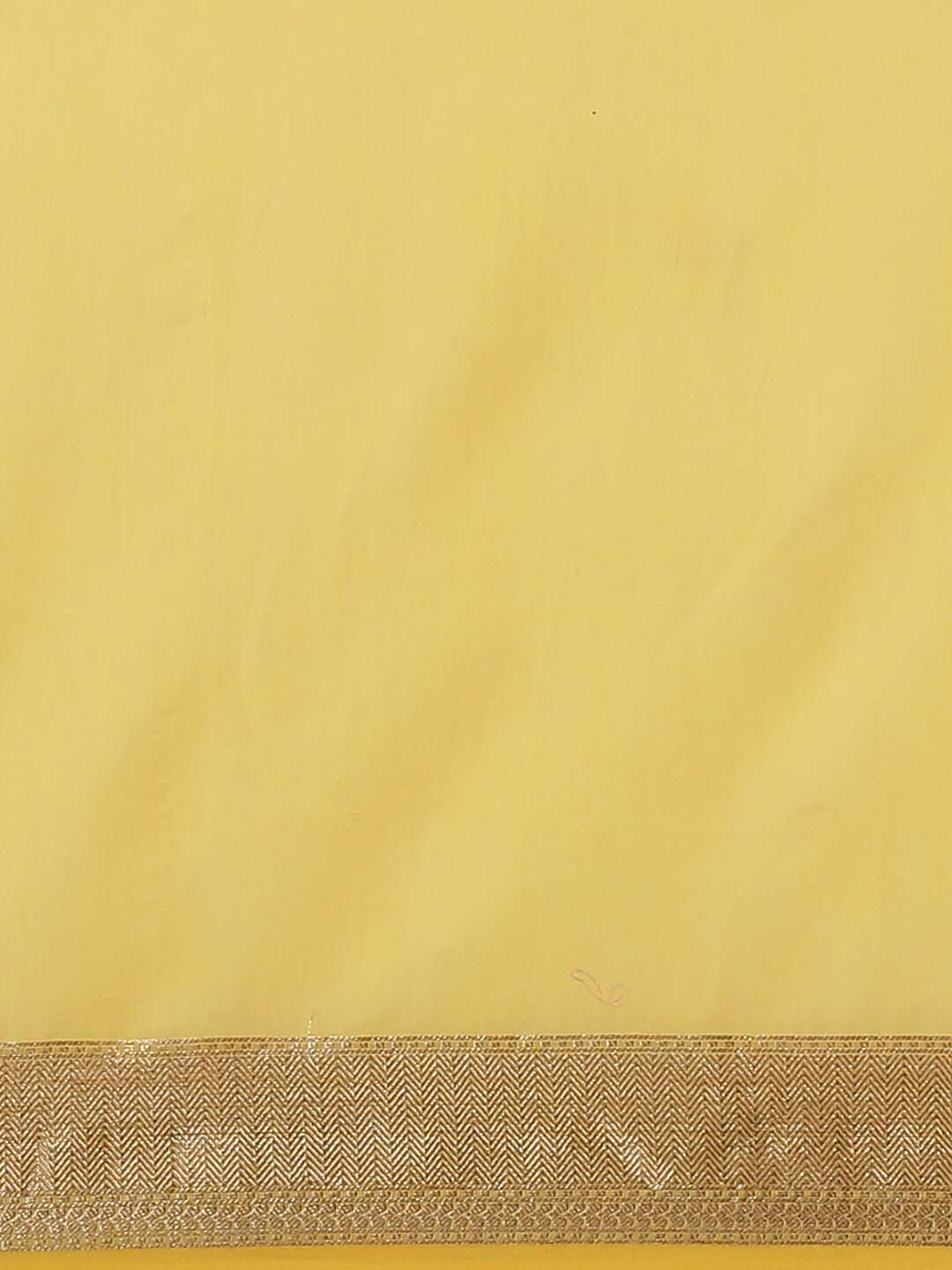 Indethnic Banarasi Yellow Woven Design Daily Wear Saree - Saree Detail View