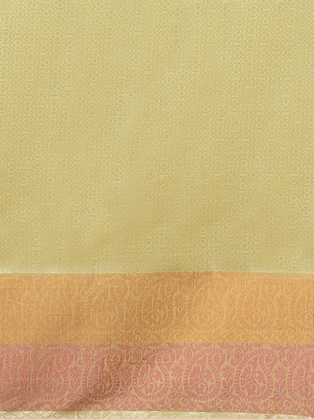 Indethnic Banarasi Yellow Woven Design Work Wear Saree - Saree Detail View