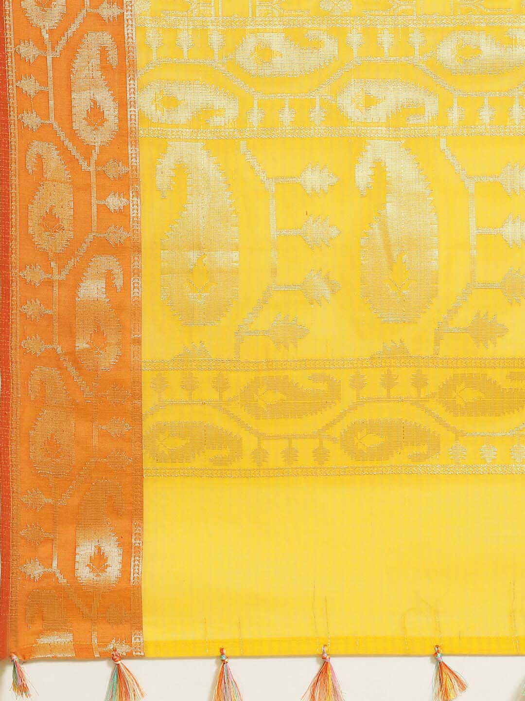 Indethnic Banarasi Yellow Woven Design Party Wear Saree - Saree Detail View