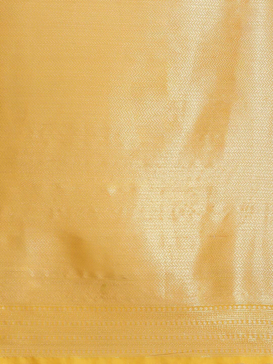 Indethnic Banarasi Yellow Woven Design Daily Wear Saree - Saree Detail View