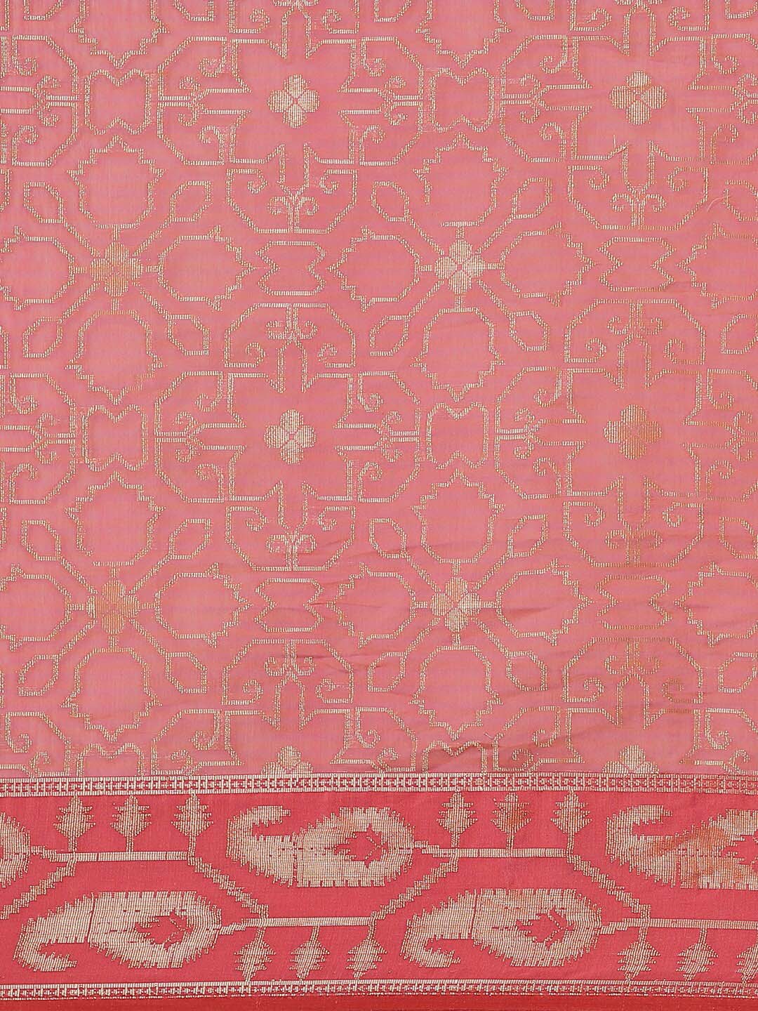 Indethnic Banarasi Fuchsia Woven Design Party Wear Saree - View 3