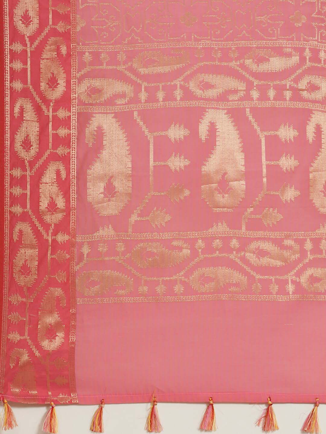 Indethnic Banarasi Fuchsia Woven Design Party Wear Saree - Saree Detail View