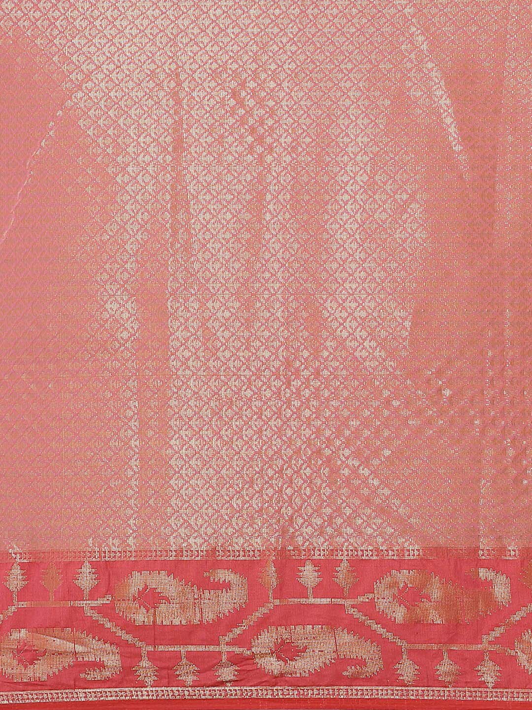 Indethnic Banarasi Fuchsia Woven Design Party Wear Saree - Saree Detail View