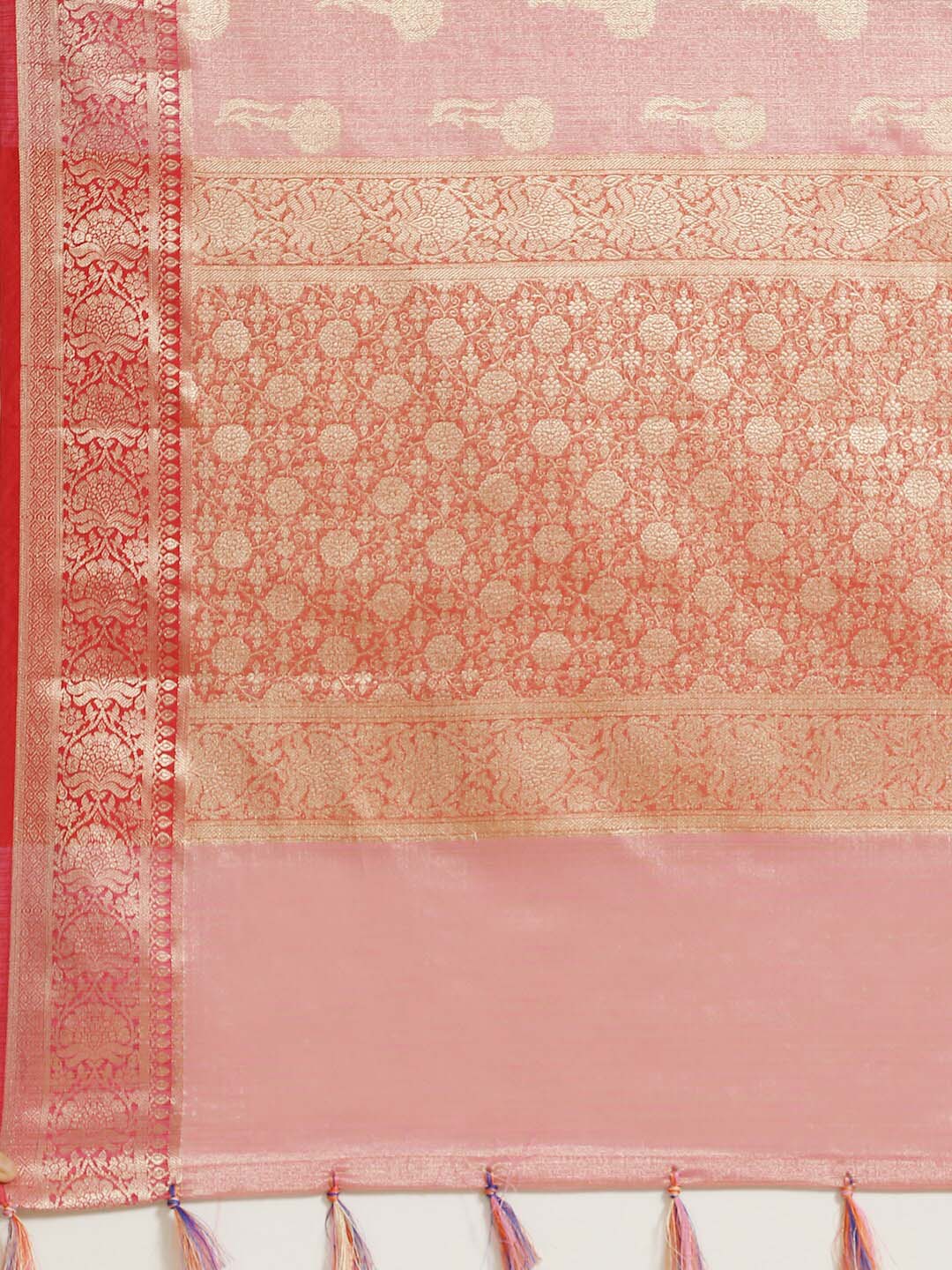 Indethnic Banarasi Fuchsia Woven Design Festive Wear Saree - Saree Detail View