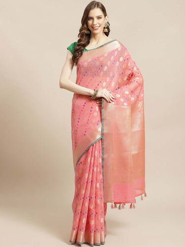 Banarasi Fuchsia Woven Design Festive Wear Saree