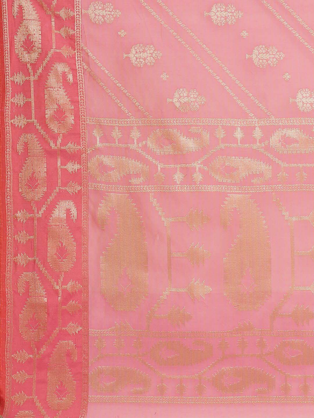 Indethnic Banarasi Fuchsia Woven Design Daily Wear Saree - Saree Detail View