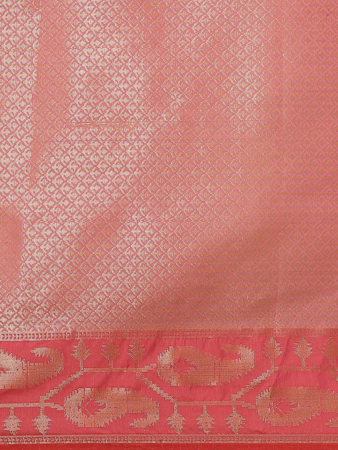 Indethnic Banarasi Fuchsia Woven Design Daily Wear Saree - Saree Detail View