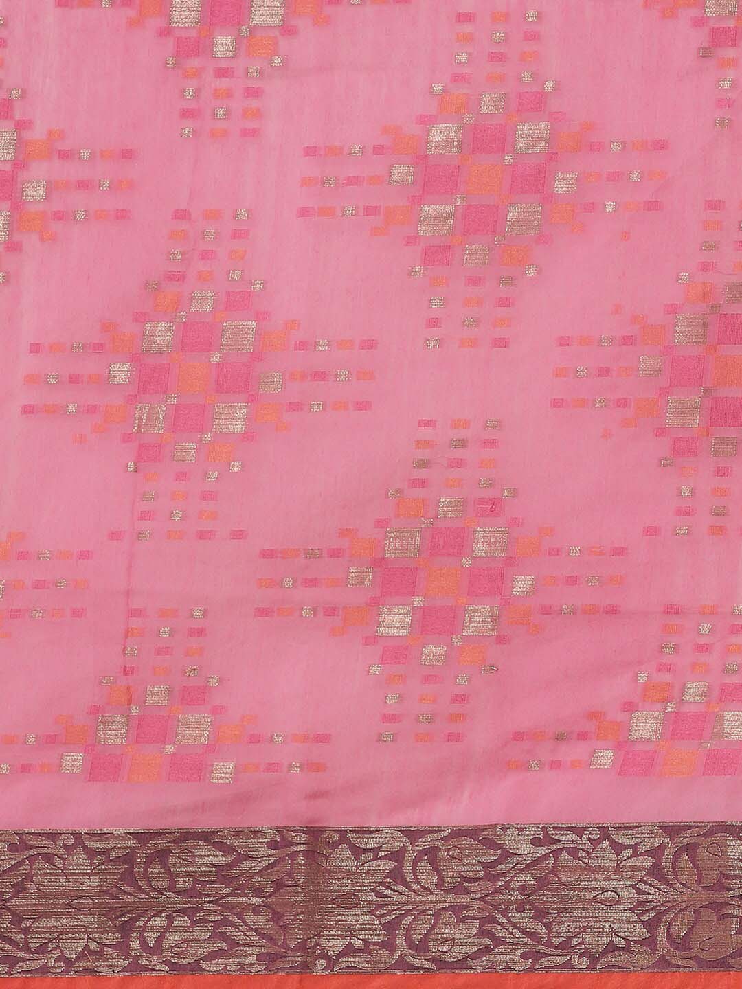 Indethnic Banarasi Fuchsia Woven Design Daily Wear Saree - View 3