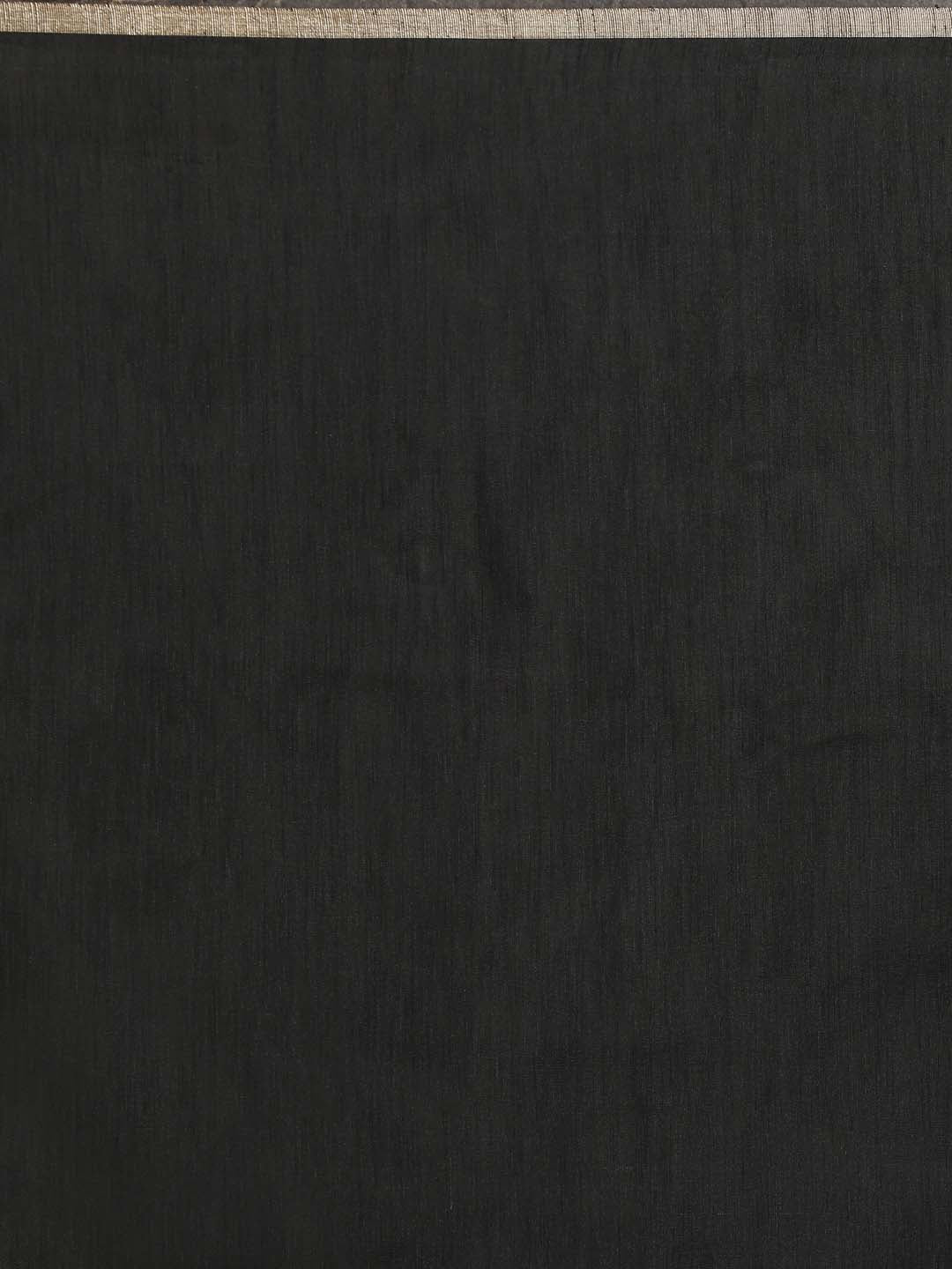 Indethnic Banarasi Black Solid Daily Wear Saree - Saree Detail View
