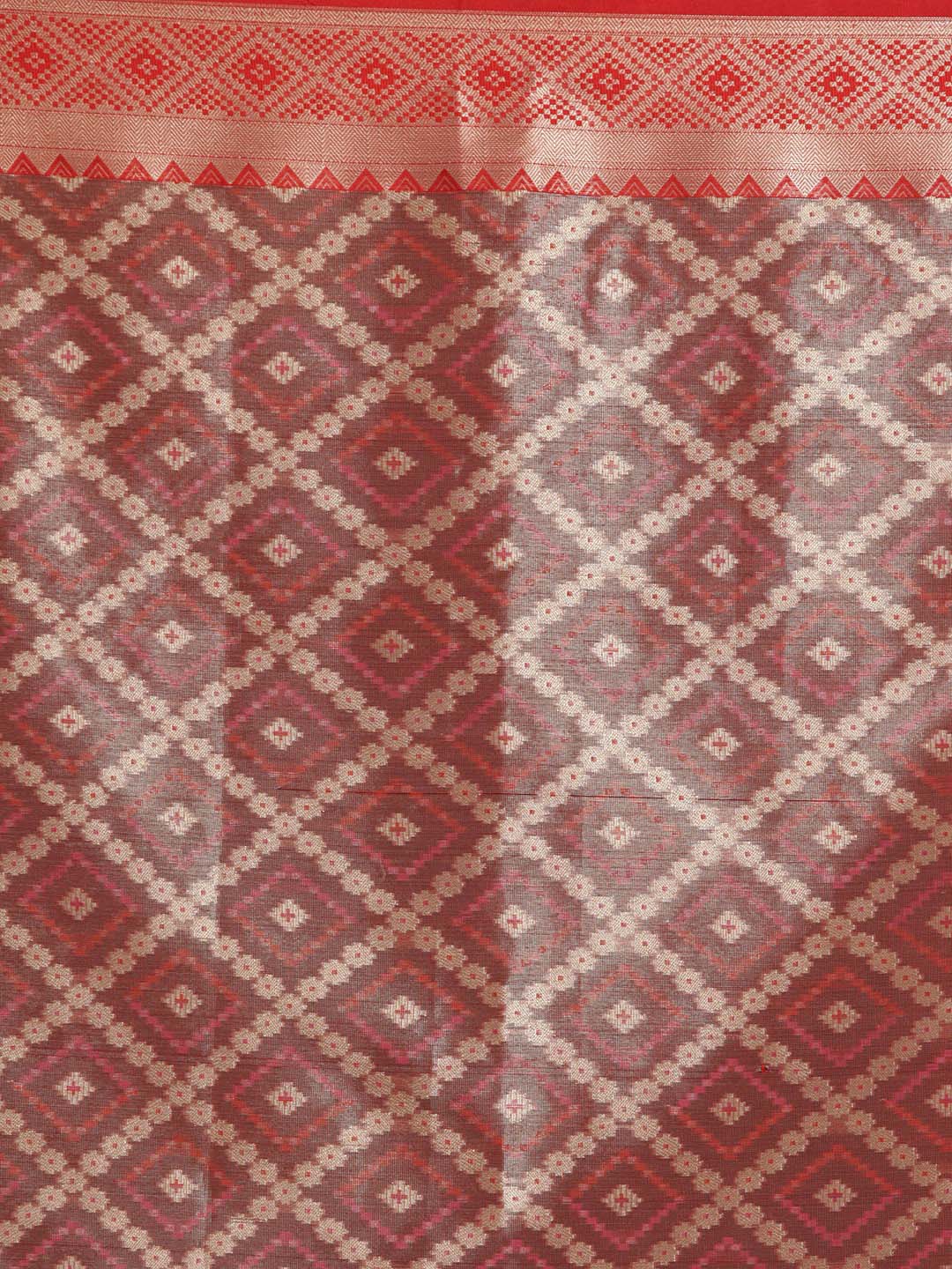 Indethnic Banarasi Red Woven Design Daily Wear Saree - Saree Detail View