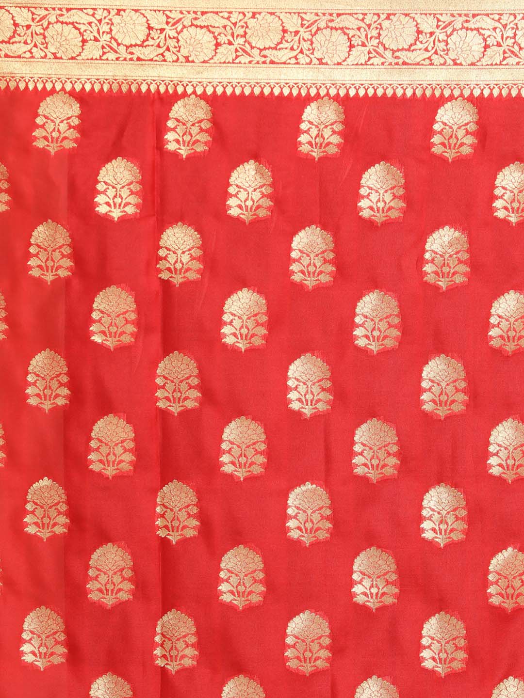 Indethnic Banarasi Red Woven Design Festive Wear Saree - Saree Detail View