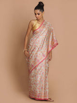 FLORAL BEIGE (BANARASI COTTON BLEND SAREE)