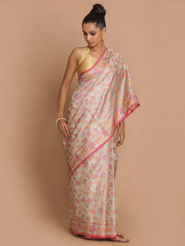 Banarasi Beige Woven Design Festive Wear Saree