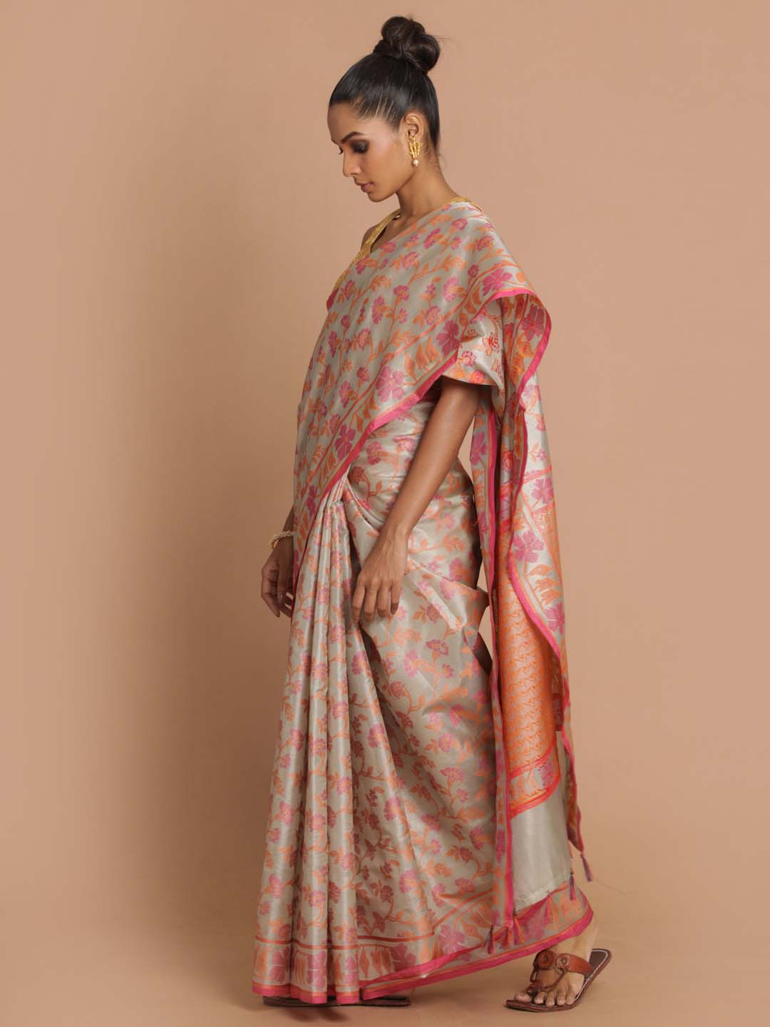 Indethnic Banarasi Beige Woven Design Festive Wear Saree - View 2