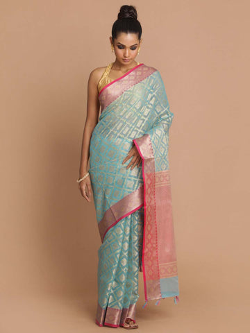 SHY BLUE (BANARASI COTTON BLEND SAREE)