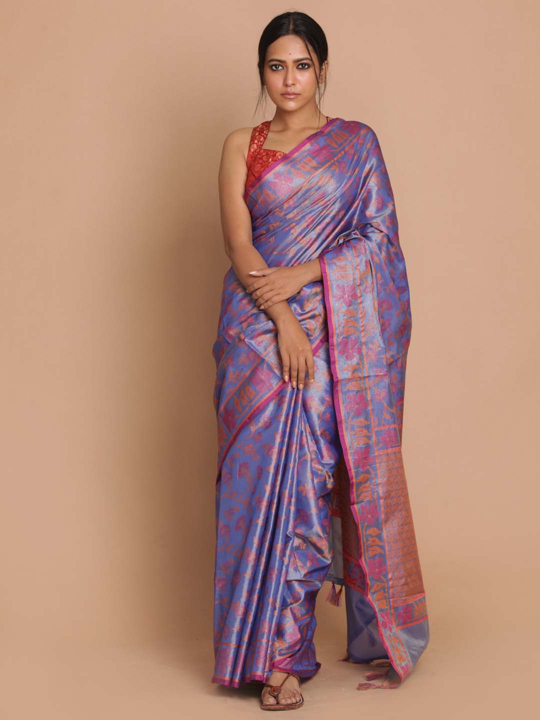 Indethnic Banarasi Blue Woven Design Festive Wear Saree - View 1