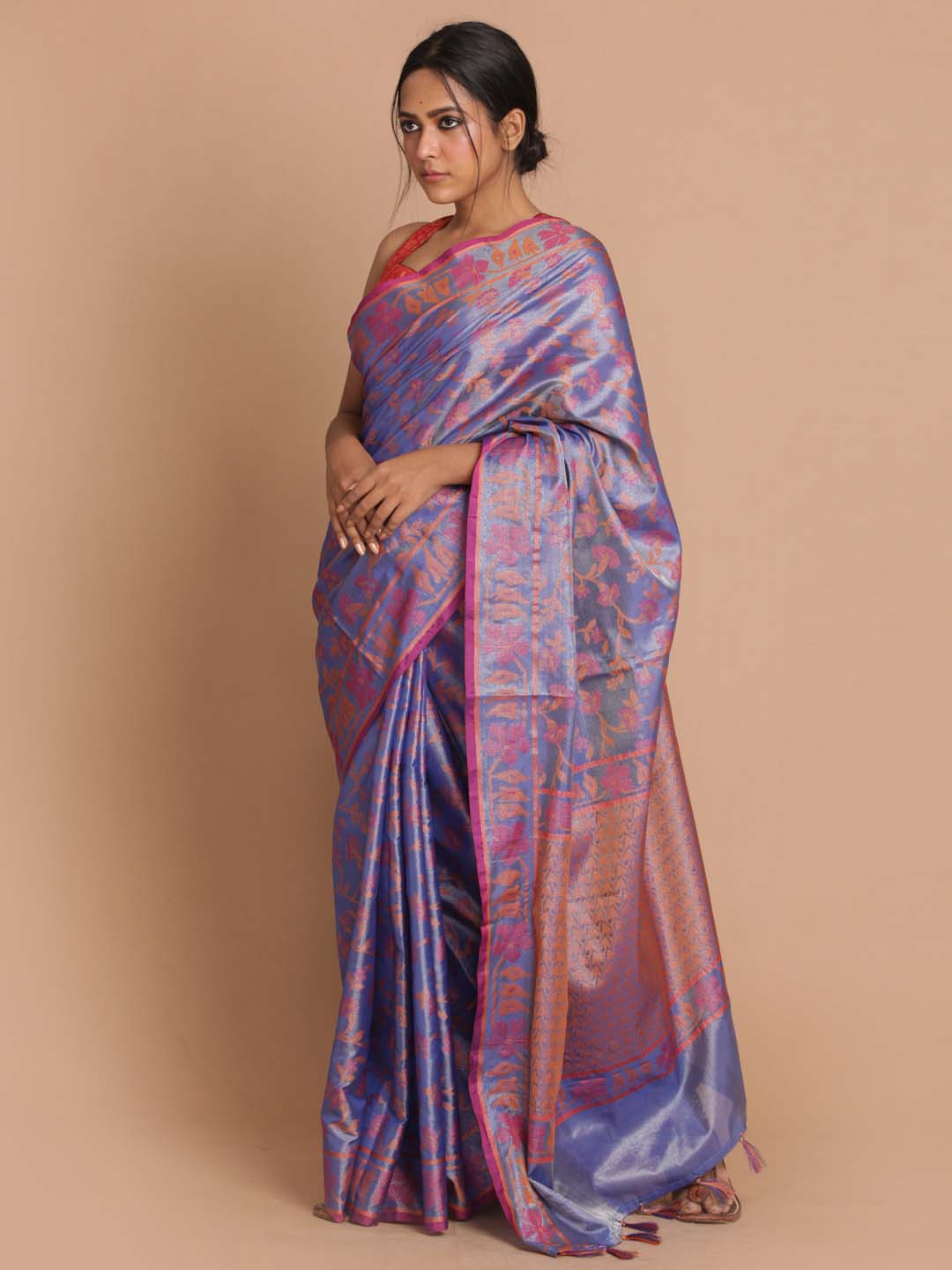 Indethnic Banarasi Blue Woven Design Festive Wear Saree - View 2