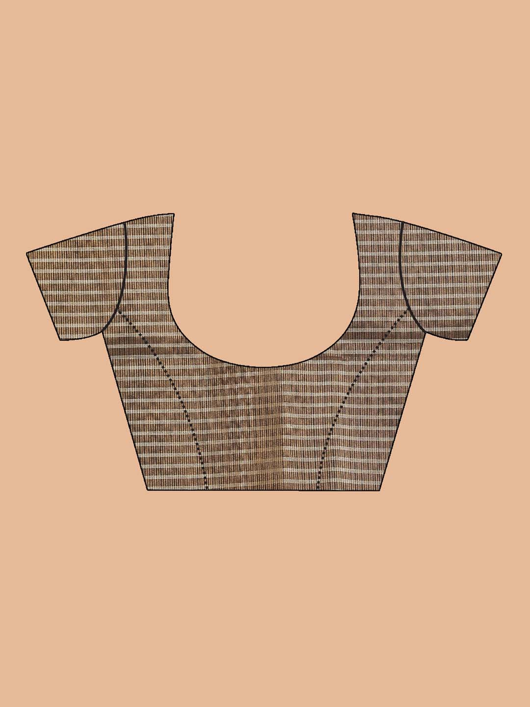 Indethnic Banarasi Brown Checked Daily Wear Saree - Blouse Piece View