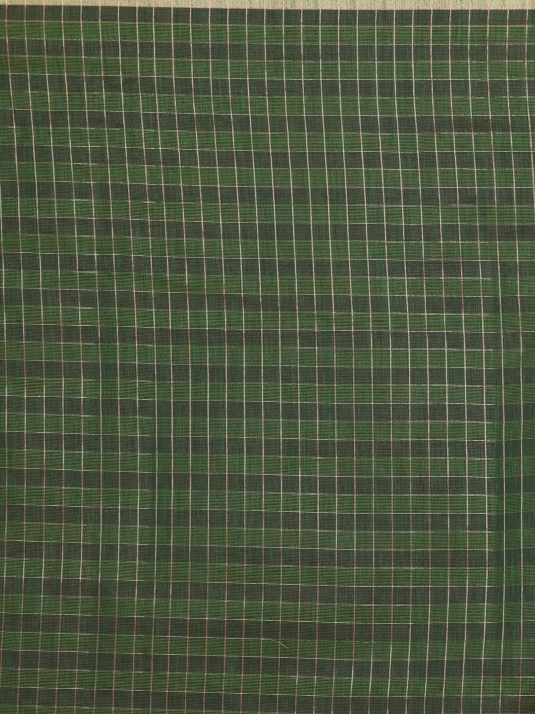 Indethnic Banarasi Green Checked Daily Wear Saree - Saree Detail View