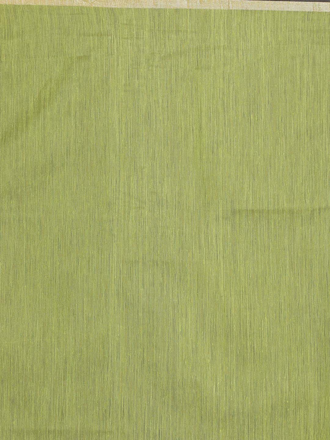 Indethnic Banarasi Lime Green Solid Daily Wear Saree - Saree Detail View