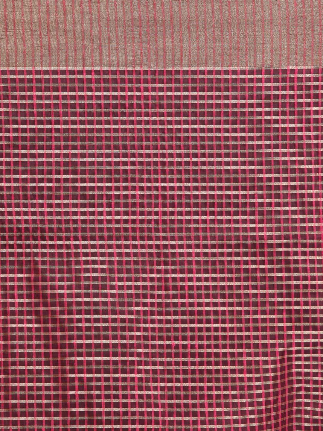 Indethnic Banarasi Magenta Checked Daily Wear Saree - Saree Detail View