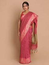 MAJESTIC MAGENTA (BANARASI COTTON BLEND SAREE)