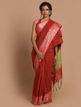 MAROON LOVE (BANARASI COTTON BLEND SAREE)