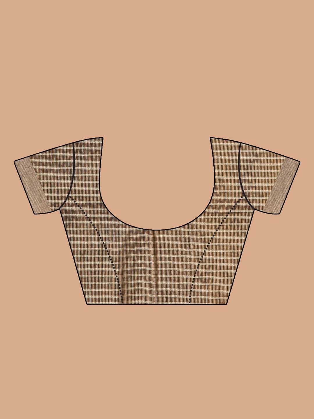 Indethnic Banarasi Navy Blue Checked Daily Wear Saree - Blouse Piece View