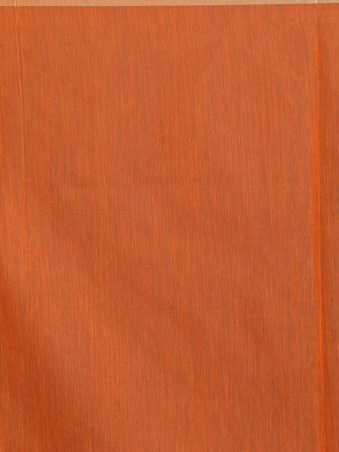 Indethnic Banarasi Orange Solid Daily Wear Saree - Saree Detail View