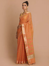 ORANGE TRUMPET (BANARASI COTTON BLEND SAREE)