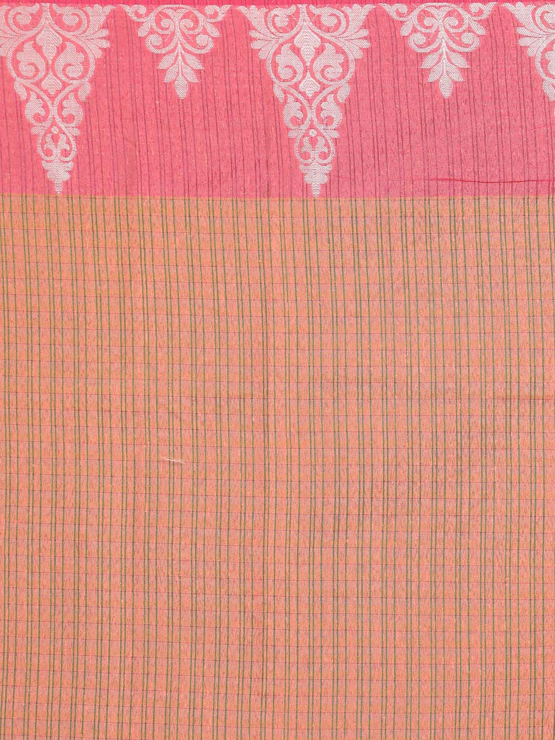 Indethnic Banarasi Peach Checked Daily Wear Saree - Saree Detail View