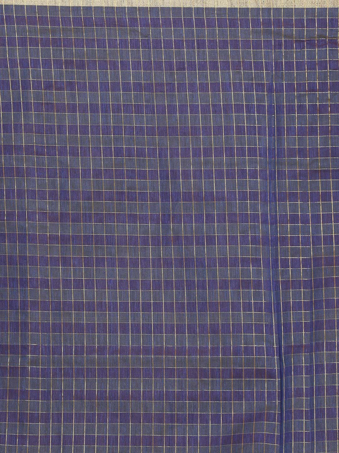 Indethnic Banarasi Purple Checked Daily Wear Saree - Saree Detail View