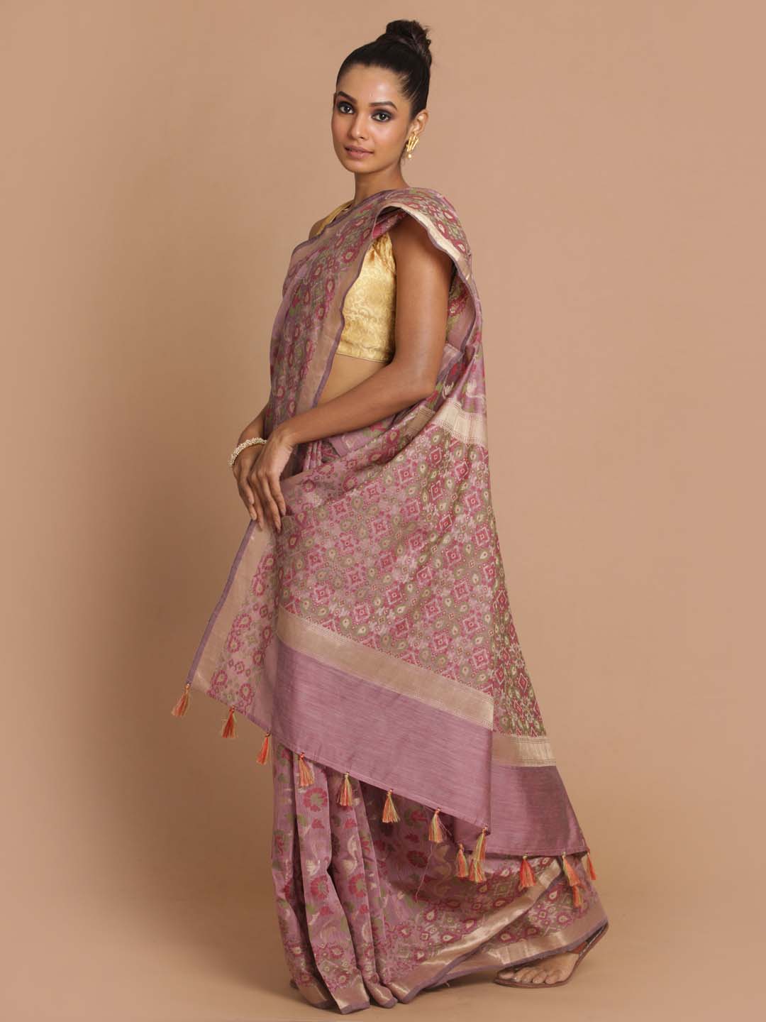 Indethnic Banarasi Purple Woven Design Festive Wear Saree - View 2