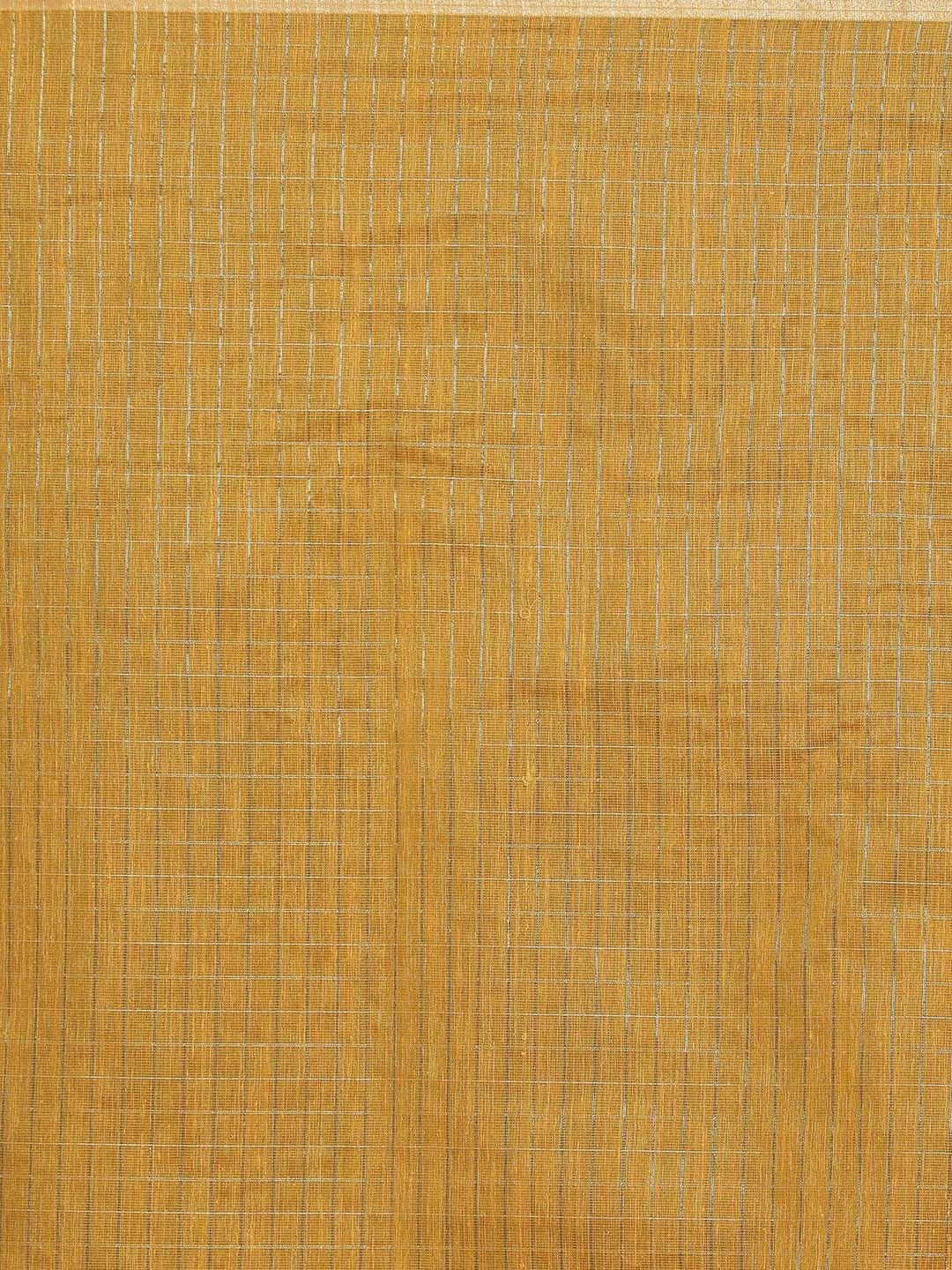 Indethnic Banarasi Yellow Checked Daily Wear Saree - Saree Detail View