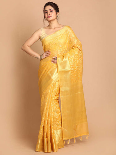 Banarasi Yellow Woven Design Daily Wear Saree