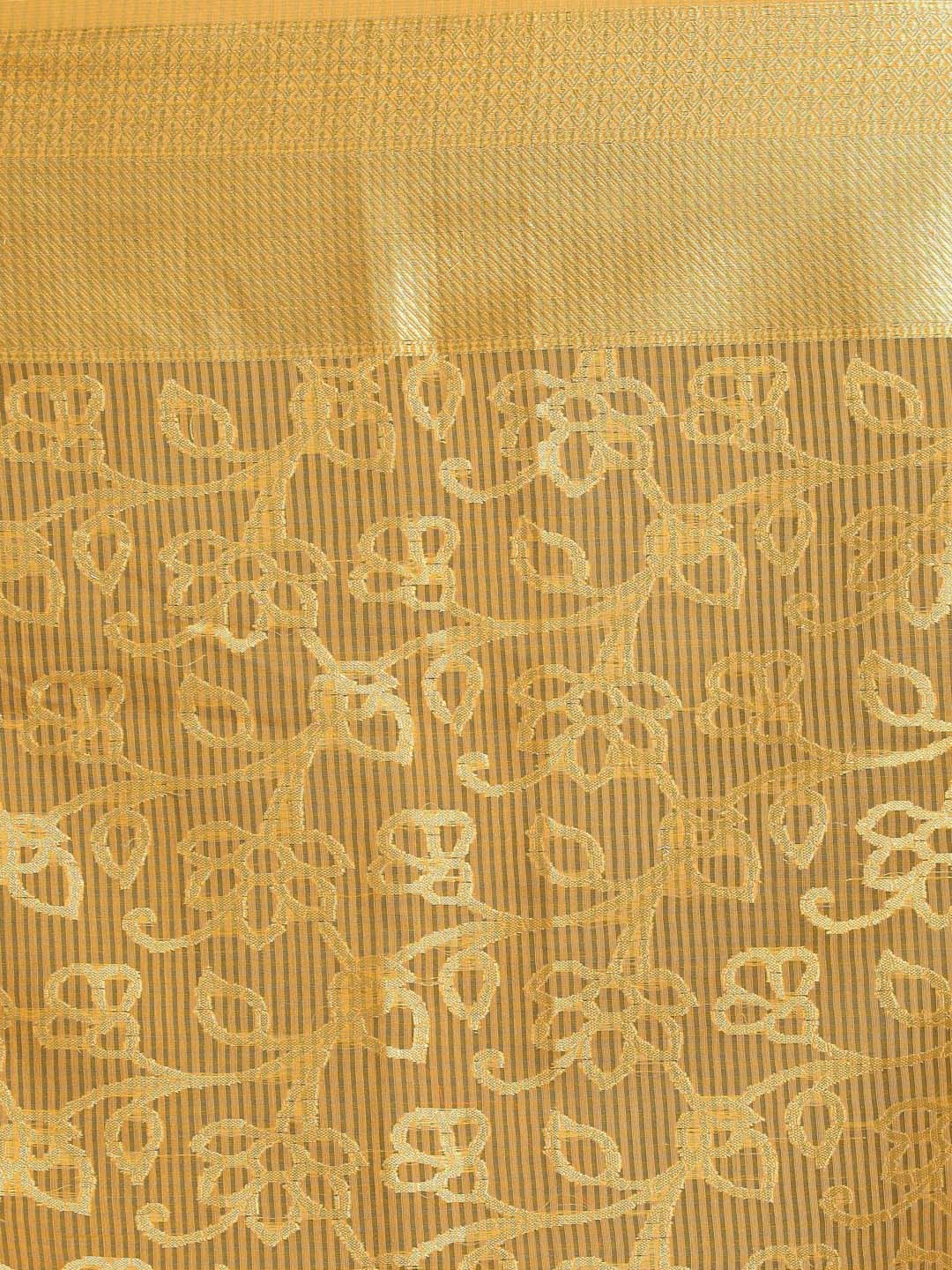 Indethnic Banarasi Yellow Woven Design Daily Wear Saree - Saree Detail View