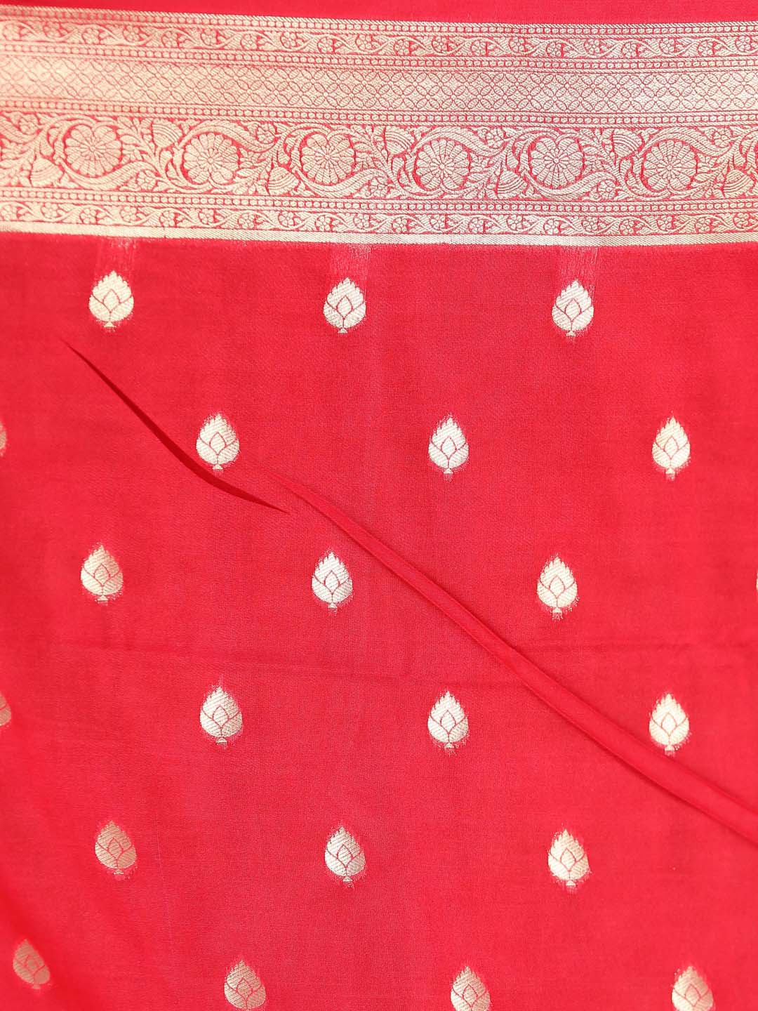 Indethnic Banarasi Red Ethnic Motifs Woven Design Festive Wear Saree - Saree Detail View
