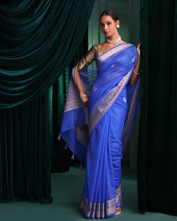 AZURE MAJESTY (BANARASI ART SILK SAREE)