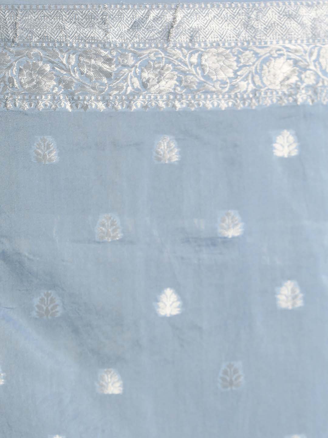 Indethnic Banarasi Blue Ethnic Motifs Woven Design Festive Wear Saree - Saree Detail View