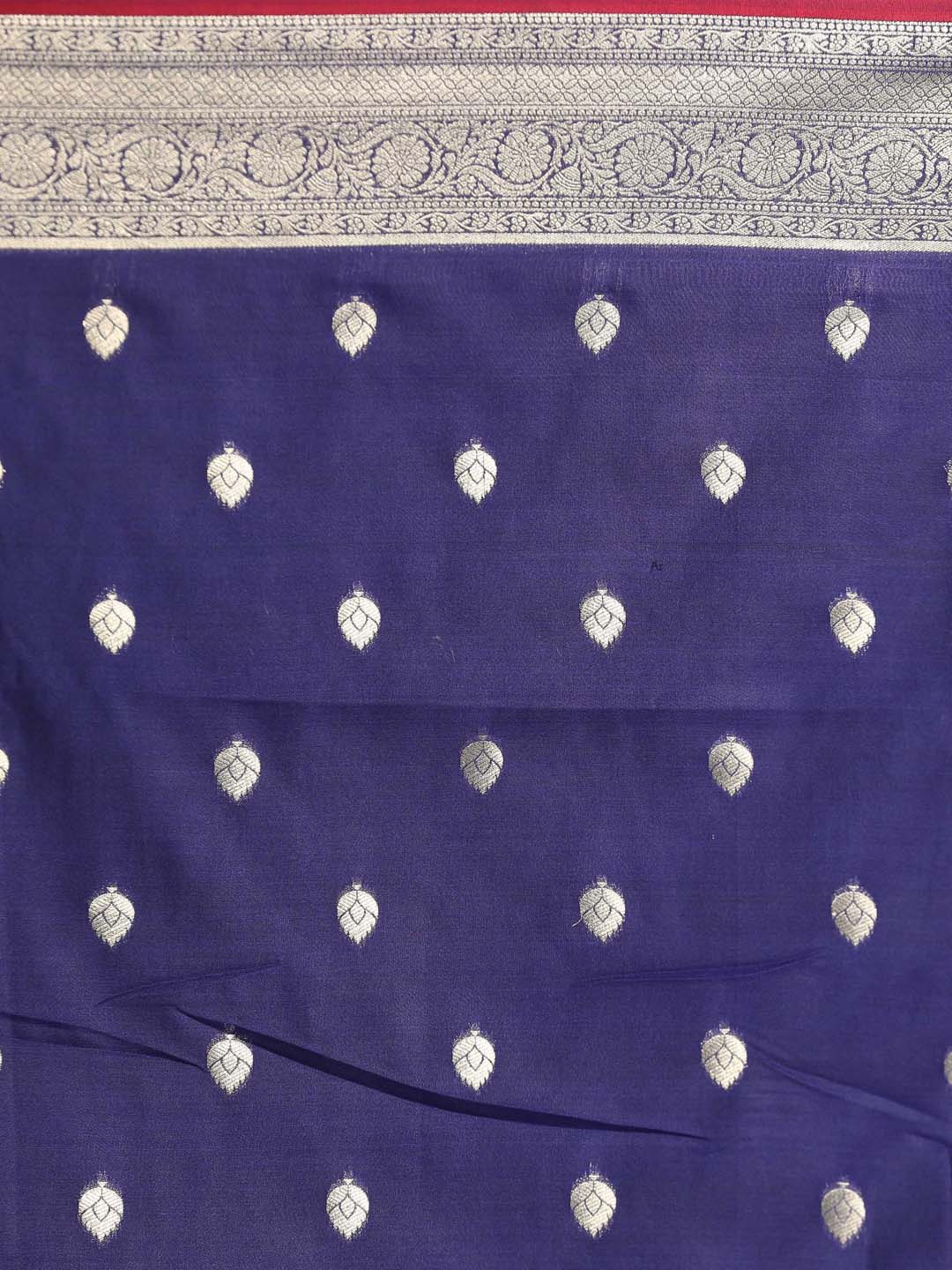 Indethnic Banarasi Navy Blue Ethnic Motifs Woven Design Festive Wear Saree - Saree Detail View
