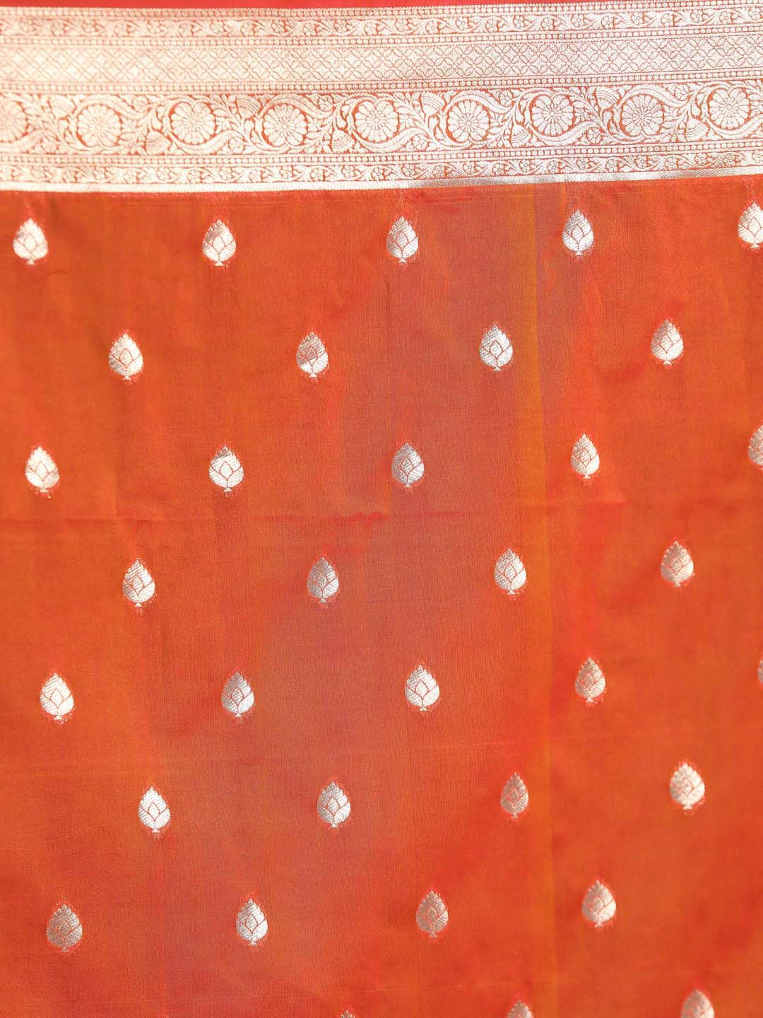Indethnic Banarasi Orange Ethnic Motifs Woven Design Festive Wear Saree - Saree Detail View