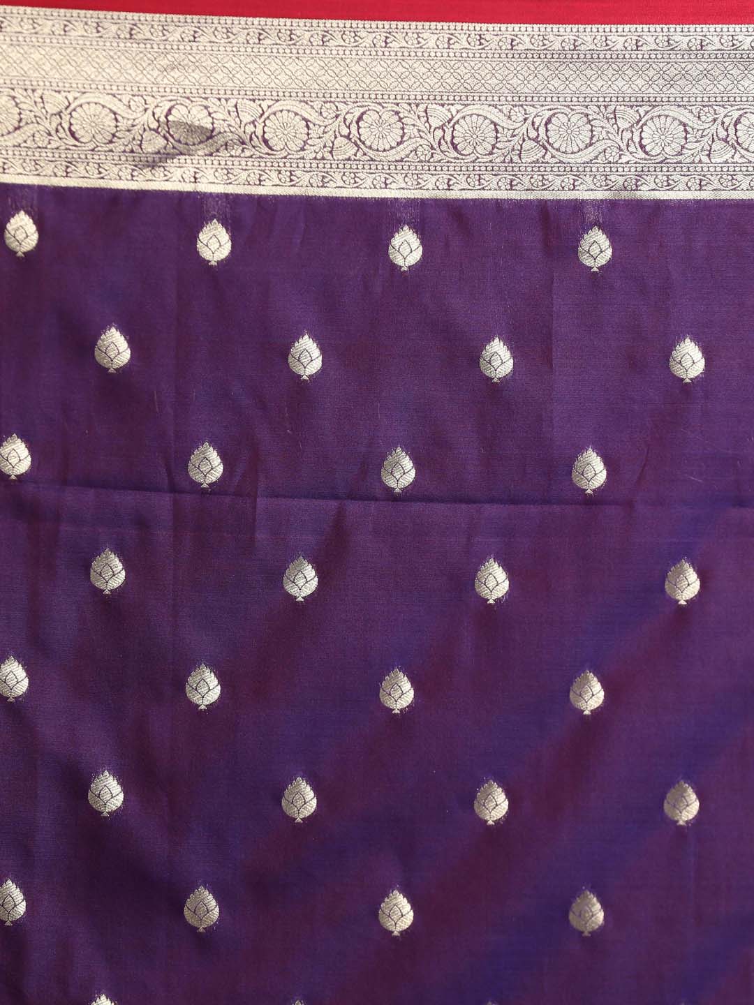 Indethnic Banarasi Purple Ethnic Motifs Woven Design Festive Wear Saree - Saree Detail View