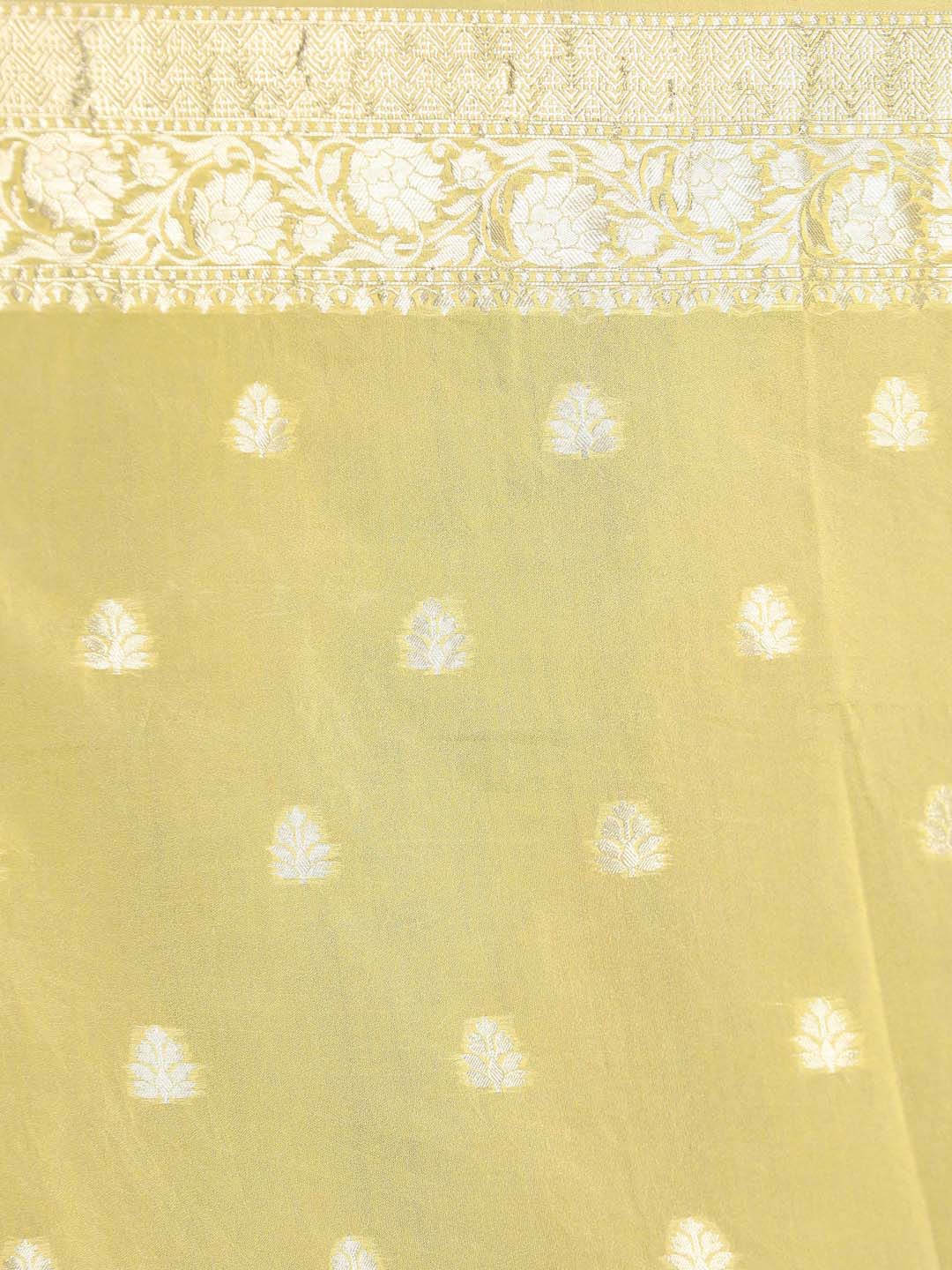 Indethnic Banarasi Yellow Ethnic Motifs Woven Design Festive Wear Saree - Saree Detail View