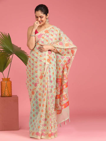 MOTIF IVORY (BANARASI COTTON BLEND SAREE)