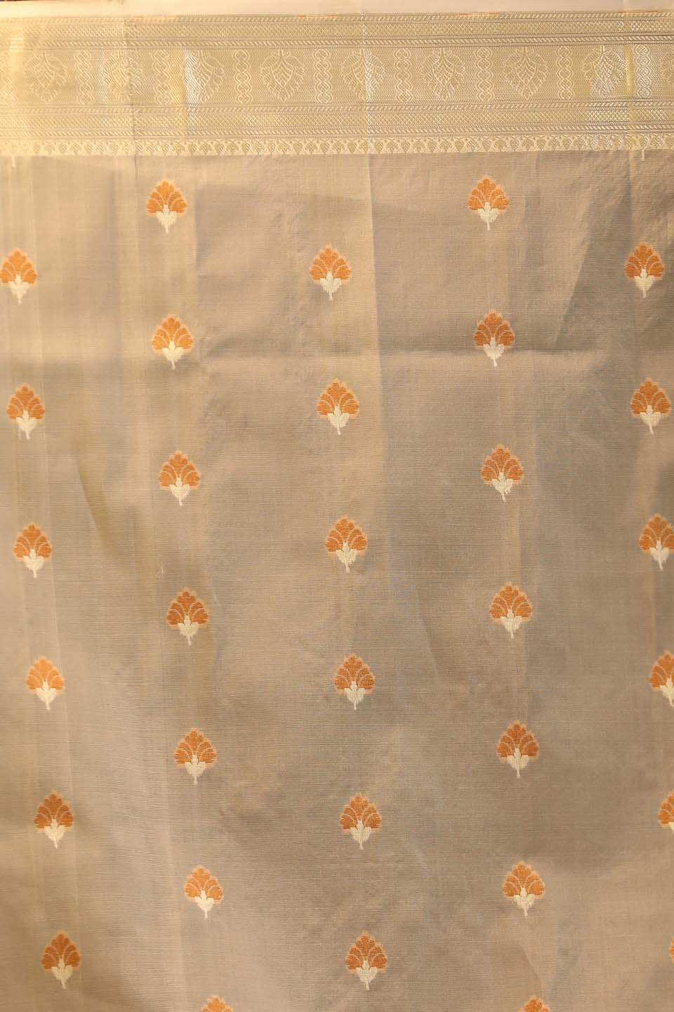 Indethnic Banarasi White Ethnic Motifs Woven Design Traditional Wear Saree - Saree Detail View