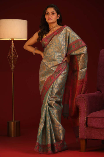 HARIT PUSHP (BANARASI COTTON BLEND SAREE)